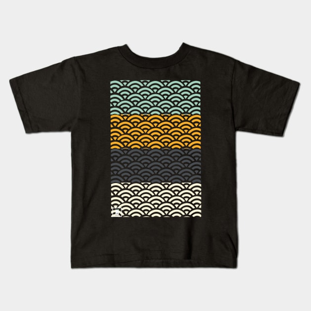 Retro Japanese Clouds Pattern RE:COLOR 10 Kids T-Shirt by HCreatives